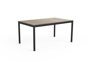 Prostokątny stół Deco Porto Nova 160 cm z czarnym stelażem i deskowanym blatem ashwood.