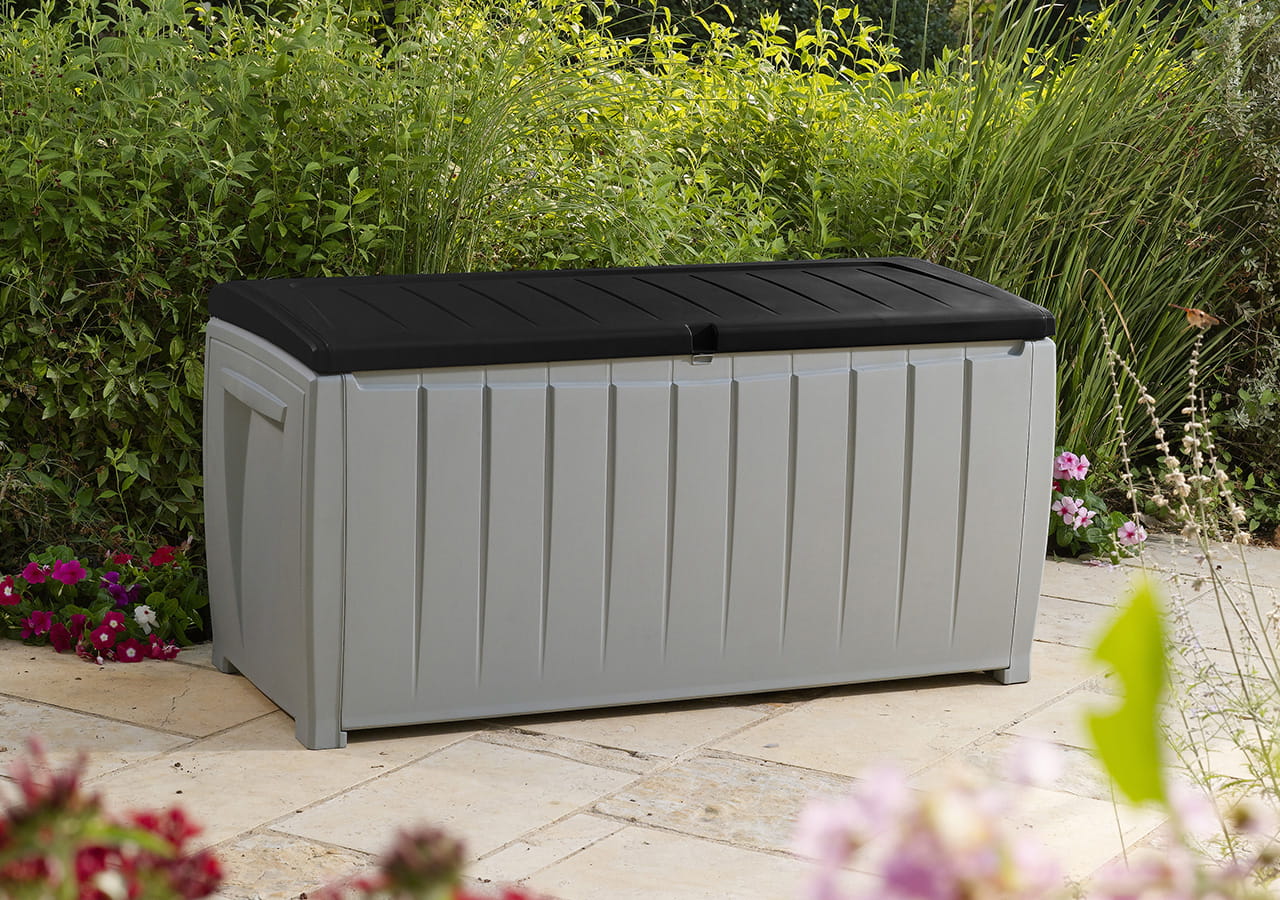 Kussenbox kunststof beige/zwart 112 x 50 cm LOCARNO